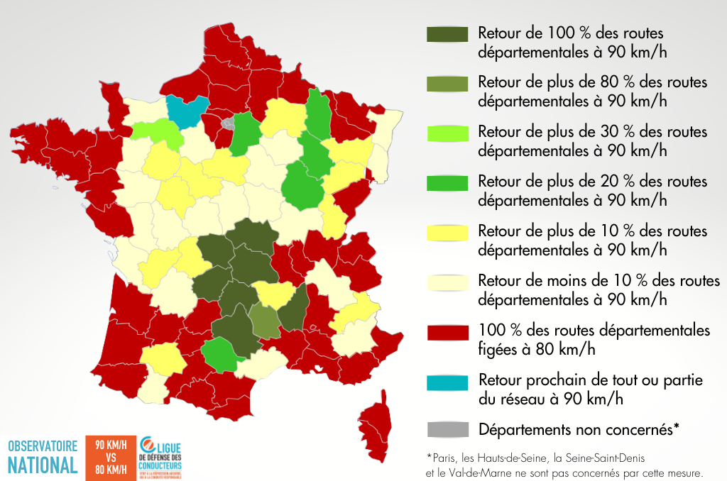 Retrait du 80 : 50 départements ont renoué avec le 90 km/h (mise à jour du 8 avril 2025)