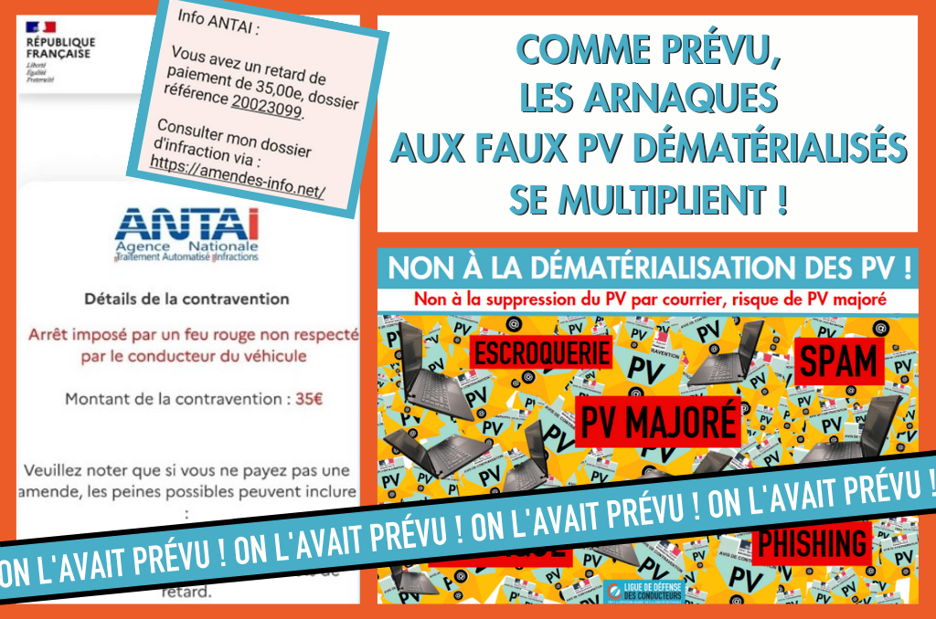 Dématérialisation des PV : comme nous l’avions prévu, les arnaques aux faux  « PV en ligne » démarrent au quart de tour