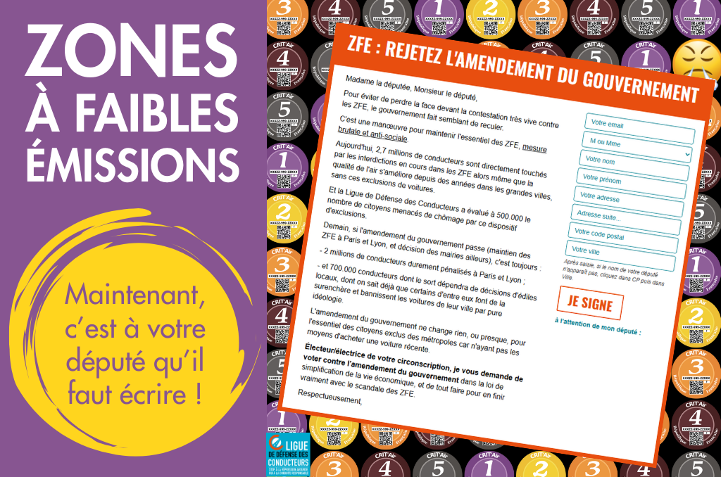 ZFE : demandez à votre député de rejeter l’amendement du gouvernement !